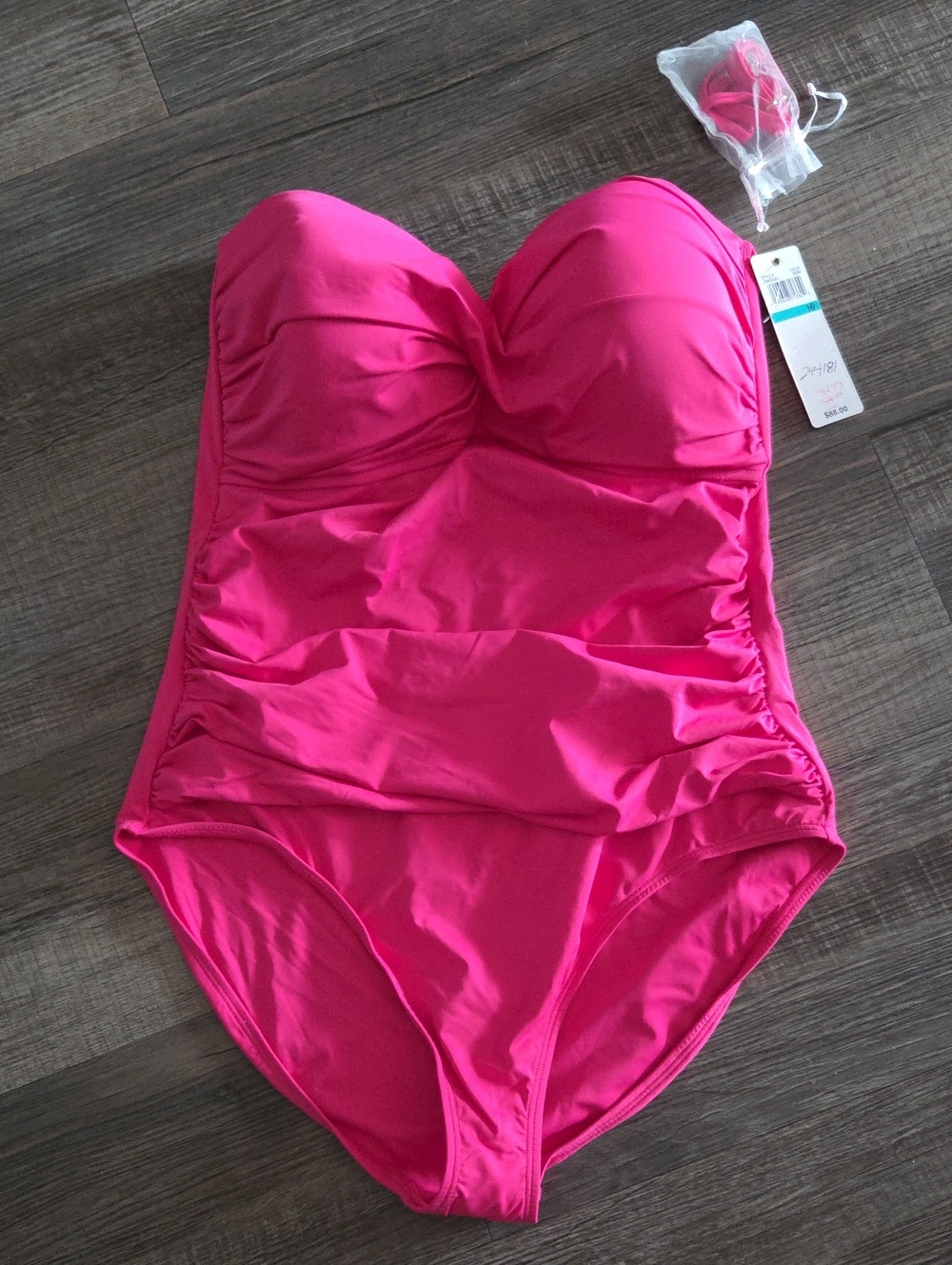 Anne Cole Hot Pink One-Piece Bandeau Swimsuit